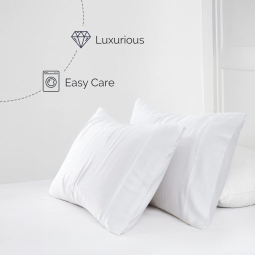 Juego de sabanas suaves de Tencel de Southshore Fine Living, tamaño King, 500 hilos, Sabanas de cama King transpirables, mezcla de algodon, 4 piezas con sabana bajera de bolsillo profundo, sabana plana, 2 fundas de almohada; Blanco - Imagen 5
