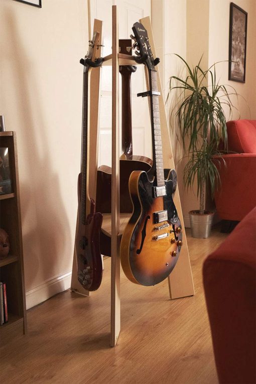 Ruach GR-1 Premium Hardwood 3 Way Multi Guitar Stand Rack - Birch - Imagen 9