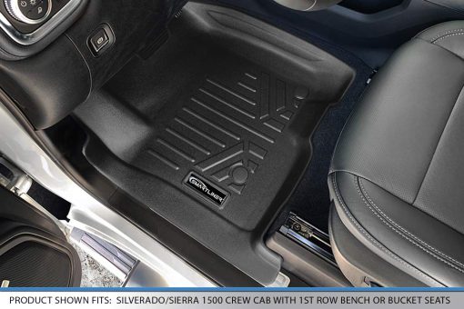 SMARTLINER Tapetes de Piso para 1ra Fila Compatible con Silverado/Sierra 1500 2019-2022 y 2500/3500 HD 2020-2022 Doble y Cabina Crew Negro - Imagen 2