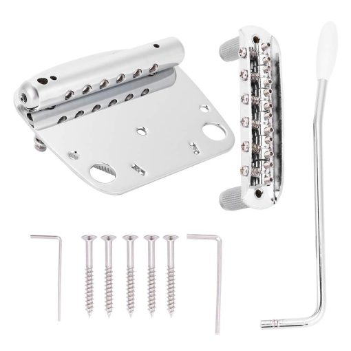 Juego de Puente de Guitarra, Aleacion de Zinc Banada en Cobre + Altura de Puente de Montura de Acero Ajustable, para Guitarras Mustang Guitar - Imagen 3