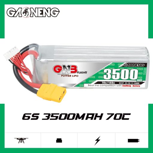Bateria LiPo GAONENG GNB 6S 3500mAh 22.2V 70C 140C XT90 Alta Descarga C Rating Rendimiento para Helicopteros de Tamaño 600mm a 700mm, Drones RC, Barcos RC, Pasatiempos RC - Imagen 4
