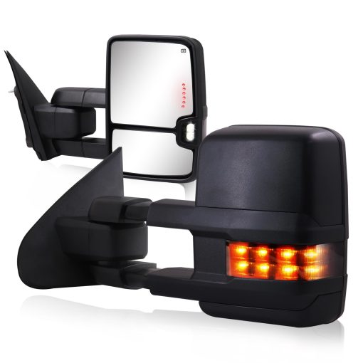Espejos de Remolque SIZIOM 2014-2018 Chevy Silverado GMC Sierra con Luz de Marcha, Calefaccion, Cristal Electrico - Juego de Espejos de Remolque (Negro Texturizado)