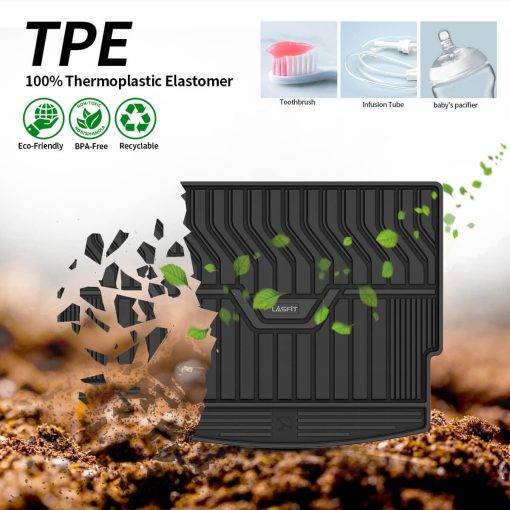 Tapete de maletero LASFIT para Nissan Rogue 2024 2023 2022 2021, Forro de carga de TPE resistente al agua a medida, Negro - Imagen 3