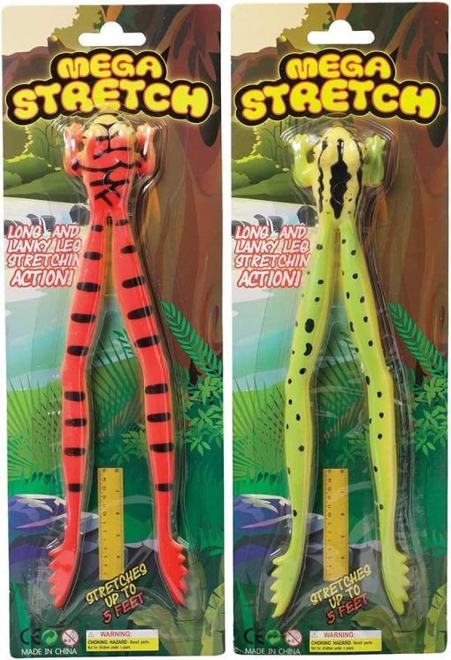 Juguete Mega Stretch Frog de WARM FUZZY Toys Full Case, paquete completo (24 unidades) | Se estira hasta 5 pies | 2 estilos variados de juguetes realistas de rana geniales para fiestas, regalos, kioscos de la PTA o eventos para recaudar fondos escolares - Imagen 2