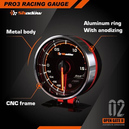 Medidor de Temperatura de Aceite Shadow PRO3 120?F-300?F 2 pulgadas 52mm Cara Transparente para Coche de 12V con Retroiluminacion Ajustable, Registro de Datos Maximos, Luz de Advertencia, Sensor de Temperatura Incluido - Imagen 3