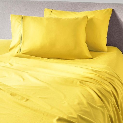Juego de sabanas PeachSkinSheets Zesty Lemon - Nivel de Suavidad de 1500tc - Sabanas extrasuaves para personas que duermen calientes y sufren de sudor nocturno - Tamano Completo