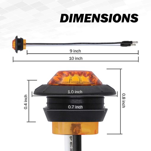 Mini Luz Indicadora de Senal de 3/4 de Pulgada Redonda Meerkatt para Barco Autobus Remolque Camion Camion con Empaques y Enchufe 12V DC Luz/Lente ambar Impermeable Pack de 100 - Imagen 3