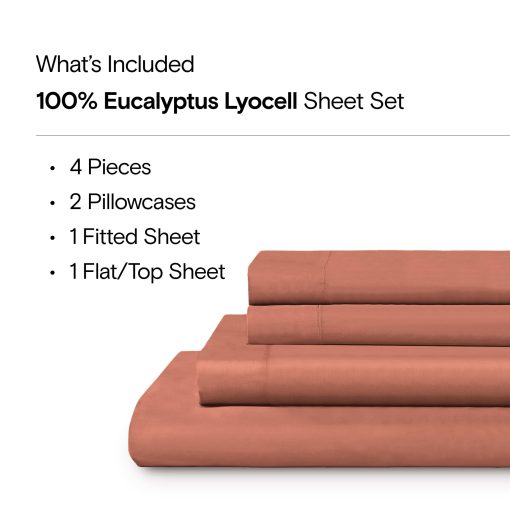 Juego de sabanas Sijo AiryWeight Tencel, 100% Lyocell derivado de eucalipto, ultracomodo, Ganador de Mejores Sabanas de Enfriamiento 2022 por Architectural Digest - 4 piezas - 2 fundas de almohada 1 sabana ajustable 1 sabana encimera (Arcilla, Tamano completo) - Imagen 2