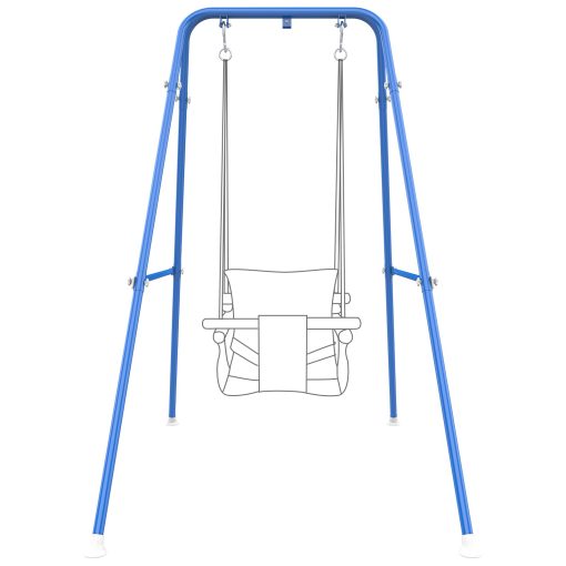 Soporte de Columpio para Niños, Estructura de Columpio para Bebes, Soporte de Columpio para Niños Pequeños, Juegos de Columpios de Metal Tipo A para Patio Trasero, Juego de Columpios Pesado para Exteriores e Interiores, Apto para la Mayoria de los Columpios para Niños (Azul)