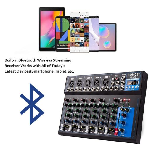 Mezclador de Audio Portatil Bluetooth BOMGE K7 con Consola de Mezcla de Sonido USB MP3 Estereo 48V para Grabacion de PC, Mezcladoras de 4/7 Canales para Estudio de DJ (7 Canales) - Imagen 5