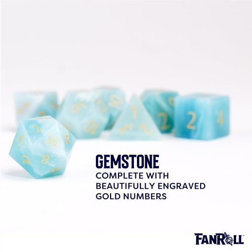 Set de Dados DND FanRoll de Metallic Dice Games 16mm: Amazonita Grabada, Juego de Rol para Dungeons and Dragons - Imagen 4