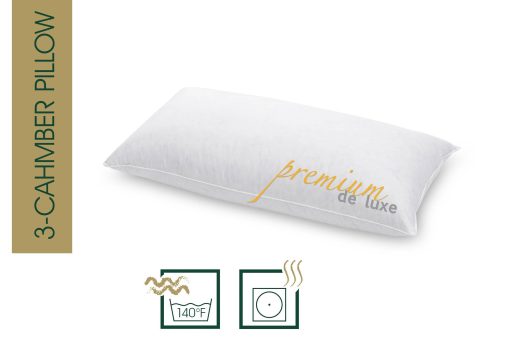 Almohada de Pluma HANSKRUCHEN Premium de Lujo 20x35 pulgadas - Fabricada en Alemania  Almohada de Plumas de 3 Camaras Hecha de 100% Algodon - 90% Plumas 10% Plumas de Relleno para Personas con Alergias - Imagen 3