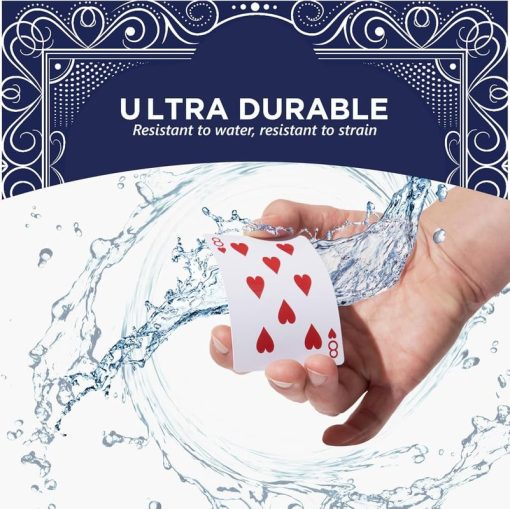 Baraja de Cartas Pesadas Ideal para Exteriores (Paquete de 25) | Cartas de Juego a Prueba de Viento Resistentes al Agua | Cartas de Poker Protegidas de Plastico Grueso (Azul) - Imagen 4