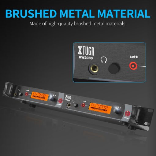 XTUGA RW2080 Sistema de Monitor Inalambrico de Oido Completo de Metal 2 Canales 4 Bodypack con en el Auricular Inalambrico Tipo Utilizado para Escenario o Estudio - Imagen 5