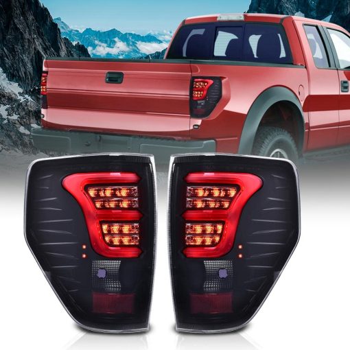PIT66 Luz Trasera LED Luces de Freno y Estacionamiento Compatible con Ford F150 2009-2014 BL3Z13405B, BL3Z13404B, BL3Z13405AA, BL3Z13404AA Lente Ahumado (con barra de luz blanca y arnes de cableado) - Imagen 9