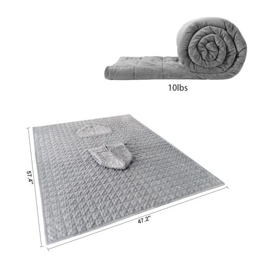 Manta Ponderada, Manta Pesada para Adultos 10lbs(57.4''x47.2'') Gris, Material Suave con Perlas de Vidrio Premium para un Mejor Sueno - Imagen 6