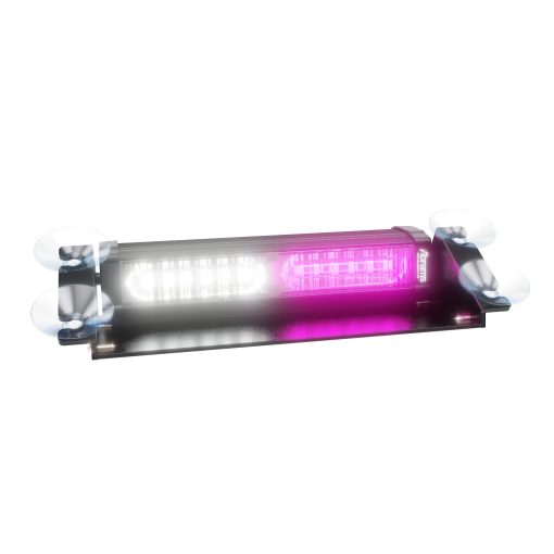 Barra de luz estroboscopica de advertencia de parabrisas y cubierta para vehiculos funerarios y camiones Abrams Focus 2X Series (Purpura/Blanco) 36W - 12 LED
