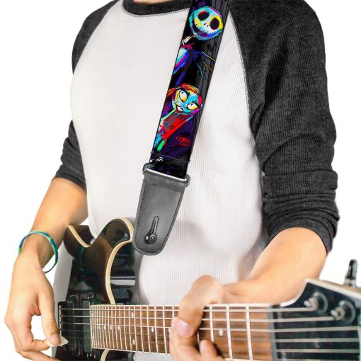 Correa de guitarra Buckle-Down - Pesadilla Antes de Navidad Jack & Sally Pose Electric Glow - 2" de ancho - Longitud de 29-54" - Imagen 2