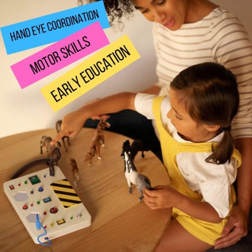 Tablero de Actividades Montessori Crown Display para Ninos Pequenos Juguetes Sensoriales de Madera para Ninos Pequenos con Botones LED Iluminados Cables Enchufables Regalos para Bebes de 3 Anos - Juguetes Educativos para Ninos y Ninas - Imagen 6