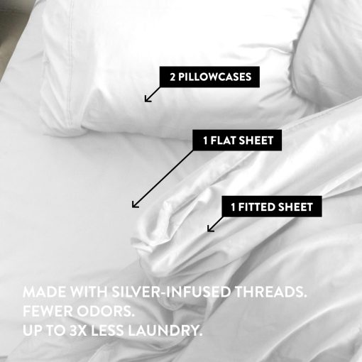 Juego de Sabanas Ajustables Miracle Made Extra Luxe Cool IT True Grip - Blanco Queen - Juego de 4 Sabanas Infundidas con Plata - Tela de 300 Hilos - Tamano Queen - Imagen 3