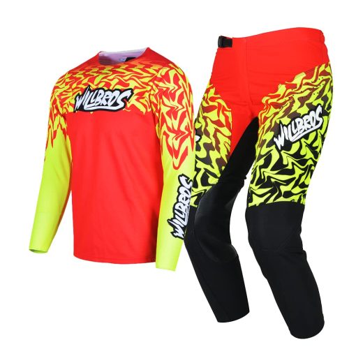 Conjunto de jersey y pantalon para jovenes Willbros Kids MX Motocross Gear Set Racewear Off-Road MTB ATV Motorcycle Boys Girls Rojo YXL