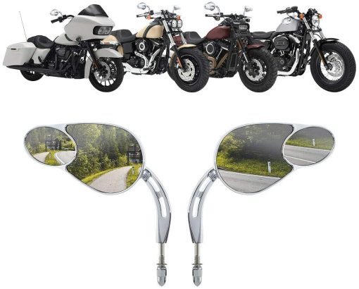 Espejos Divididos Harley Davidson para Touring Road King Street Electra Glide Ultra Classic FLHTCU Fat Boy Sport Glide XG750 XG500 Sportster - Cromo - Imagen 2