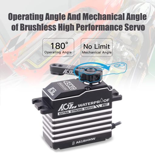 AGFRC 45KG Waterproof RC-Steering-Servo-Motor High-Torque - Full Metal Gear Digital Brushless Servo for 1/8 1/10 RC Car Boat Crawler, Control Angle 180° (A81BHMW) - Imagen 8