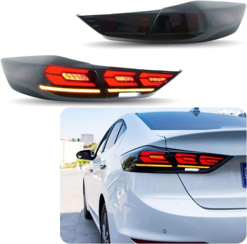 Luces Traseras LED Ingenuity Time Para Hyundai Elantra 2017 2018 Animacion de Encendido Senal de Giro Secuencial Ensamble de Lampara Trasera (No Compatible con Elantra 2019) (Ahumado)