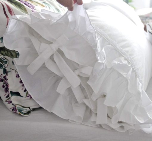 Juego de Sabanas QSH tamano King en Encaje Frances 100% Algodon Lavado Juego de Sabanas Shabby Chic con Volantes Bolsillos Profundos 4pcs - Imagen 5