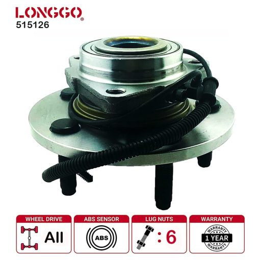 [Juego de 2] Ensamble del Buje y Rodamiento del Eje Delantero Longgo 515126 Compatible con Ram 1500 2009-2010 | Ram 1500 2011 - Con ABS 5 birlos - Imagen 2