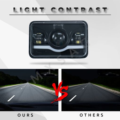 Faros Frontales Cuadrados Blancos HI/LO Beam Compatible con Dodge Challenger/Charger/Dar Chevrolet Chevelle/Corvette/Nova Ford Galaxie Oldsmobile Cutlas Pontiac GTO Barracuda 4 unidades 4" x 6" - Imagen 2