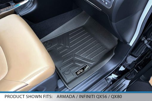 Juego de 2 tapetes para piso SMARTLINER a medida color negro compatible con Armada 2017-2018 / Infiniti QX56 2011-2013 / QX80 2014-2018 - Imagen 3