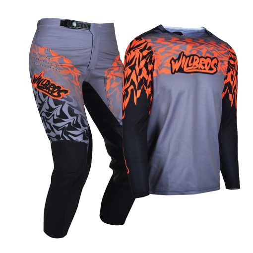 Conjunto de pantalon y jersey Willbros para jovenes, equipo de motocross MX para ninos, ropa de carreras Off-Road MTB ATV Motorcycle para ninos y ninas, negro naranja YXXL - Imagen 2