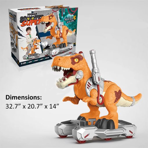 Carrito montable de dinosaurio para ninos pequenos, Carrito empujable y montable con bateria, juguete deslizante electrico de pie a piso con musica, luces y humo para ninos pequenos - Imagen 7
