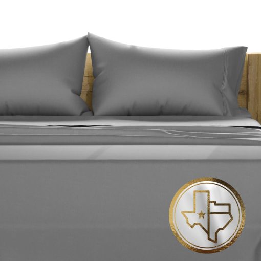 Juego de sabanas 100% algodon egipcio Texas Linen Co. tamano California King - 1500 hilos 4 PC Juego de sabanas California King Algodon Egipcio, Sabanas de saten refrescante, Sabanas de alta cantidad de hilos California King - Gris Oscuro