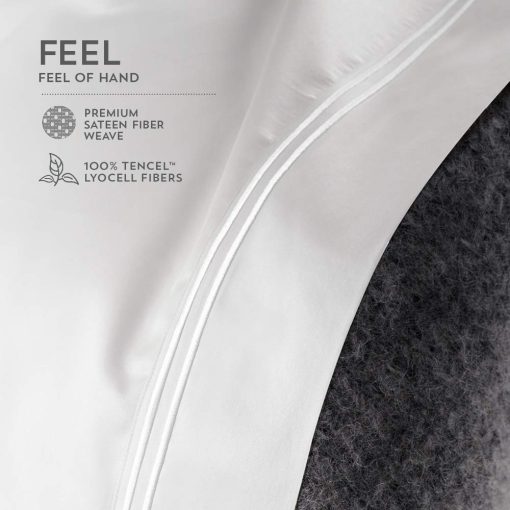 Juego de sabanas PureCare Elements Cool Touch con 100% Tencel, Esquinas de Ajuste Preciso y Fundas de Almohada Envueltas, Queen, Blanco (PCST-Q-WH) - Imagen 5