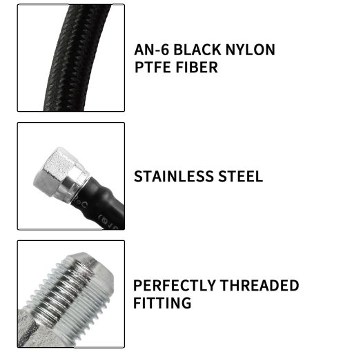 Lineas de Enfriamiento de Transmision de Repuesto para Automoviles MuRealy - Manguera Trenzada de Nylon Negra Mejorada 6AN de 70 pulgadas, Compatible con GM Chevy Ford Turbo 700R4 4L60E 4L65E 4L80E - Imagen 6
