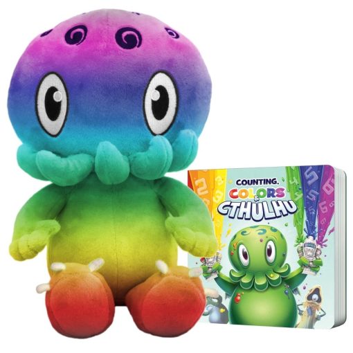 C is for Cthulhu Counting, Colors & Cthulhu Tablero Libro y Peluche Arcoiris Paquete (Peluche Estandar, 12 pulgadas)