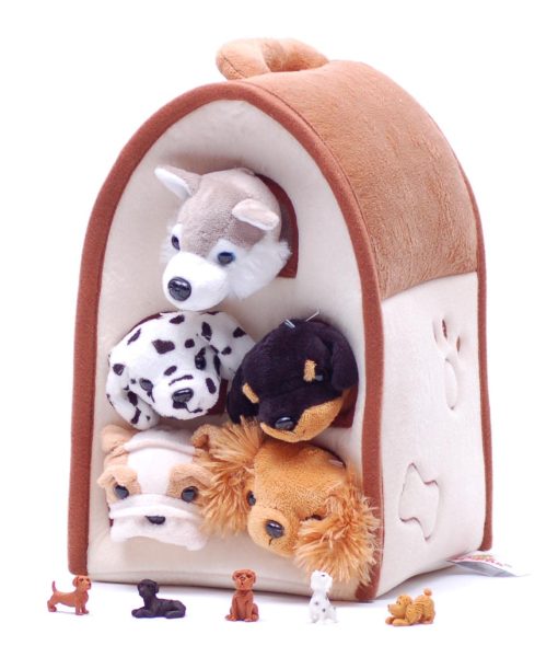 Edicion Especial SFS Gifts Unipak Casa de Perros de Peluche de 12" con 5 Perros de Peluche que Incluye un Bulldog y Husky y 5 Figuras de Perros Mini de Bono - Imagen 3