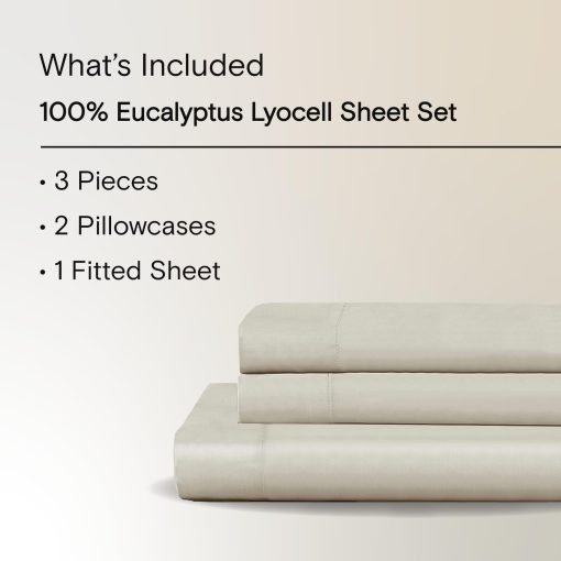 Juego de sabanas SIJO AiryWeight Tencel, 100% Lyocell derivado del eucalipto, suave como la mantequilla, Ganador de las Mejores Sabanas Refrigerantes de Architectural Digest 2022 - 3 piezas - 2 fundas de almohada 1 ajustada (Niebla, Queen) - Imagen 2