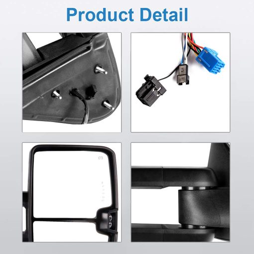 Espejos de Remolque ECCPP, Un Par de Espejos Exteriores Automotrices para 2003-2006 para Chevy Silverado para GMC Sierra con Luces Dinamicas de Running Arrow Signal Luces Reversibles Operacion Electrica Calefaccionadas - Imagen 6