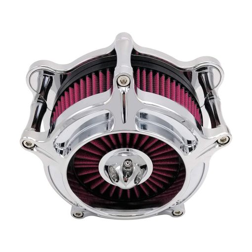Kit de Filtro de Aire de Admision Turbina Cromado para Motocicleta Harley Dyna 2000 - 2017 Softail 2000 - 2015 Touring 2000 - 2007 Articulo de Ajuste - B (Rojo) - Imagen 2