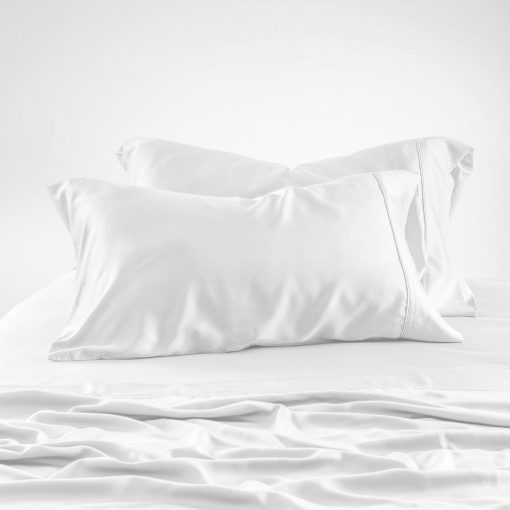 Juego de Sabanas King Size California de Lujo Olive + Crate Luxury 100% Tencel Eucalipto - 4 Piezas | Sabanas Suaves y Frescas | Sabana Ajustable de 18'' Bolsillo Profundo, Sabana Plana & 2 Fundas de Almohada Blanco Nieve - Imagen 5