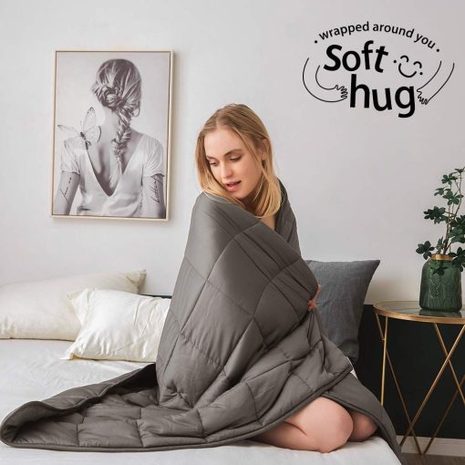 Manta Ponderada Dornroscn con Rayon | 20 lbs-60''x80''- Tamano Queen para Adultos | Manta Pesada Refrigerante Premium con Perlas de Vidrio para Dormilones Calientes y Frios, Gris Oscuro