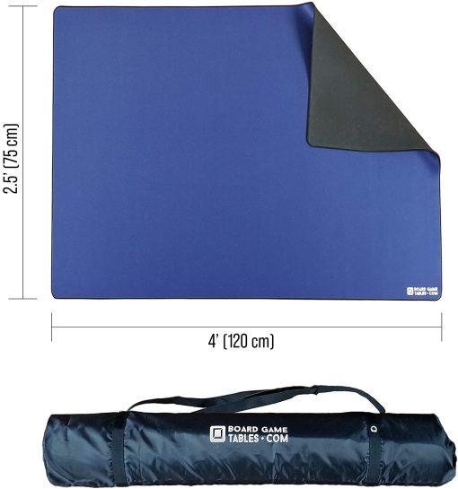 Tapete de Juego [2.5'x4'/Extra Grueso/Antiliquido con Borde Cosido] con Estuche de Transporte - para Juegos de Mesa, Juegos de Cartas, Juegos de Rol (Pequeno, Azul) - Imagen 2
