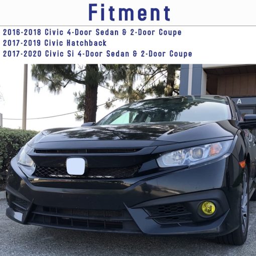Parrilla Delantera Shopauto Compatible con Honda Civic (10th) Sedan y Coupe 2016-2018, Pintada en Negro Brillante - Imagen 6