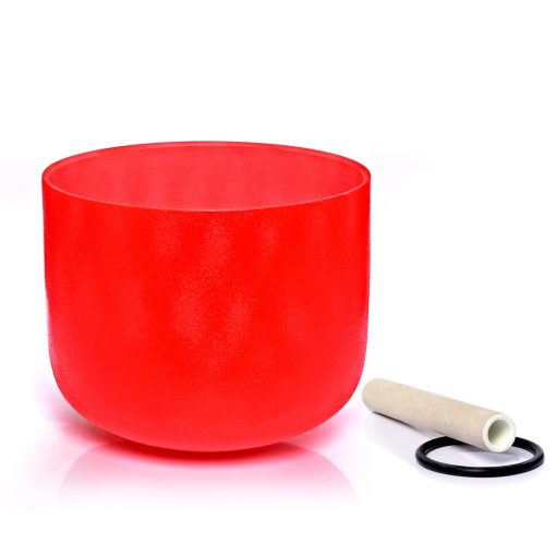 Tazon de Canto de Cristal Frosted de Cuarzo Rojo del Chakra de Raiz Nota C TERRITORY C de 8 pulgadas