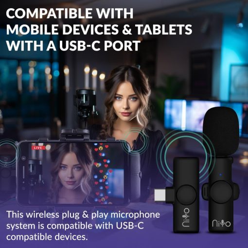 Microfono de Solapa USB-C NiYo: Calidad de Audio Elite para Creadores de Contenido, Podcasters y Entusiastas de la Tecnologia, Grabacion de Video, Reels, Shorts, YouTube, Vlog, TikTok y Mas (Rojo (2 Microfonos 1 Receptor)) - Imagen 7