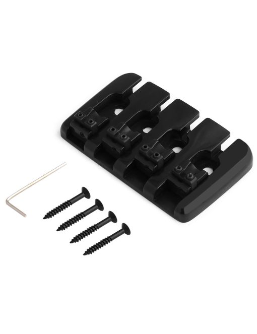 Puente para Bajo de 4 Cuerdas Estilo A Carga Superior con Selletas de Zinc para Bajo Jazz Electrico P Bajo Negro de Alto Peso - Imagen 3