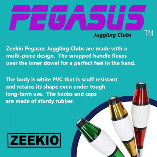 Set de 3 Clavas de Malabares Zeekio Pegasus - Calidad Premium - De Principiante a Profesional - Todo Verde - Imagen 5